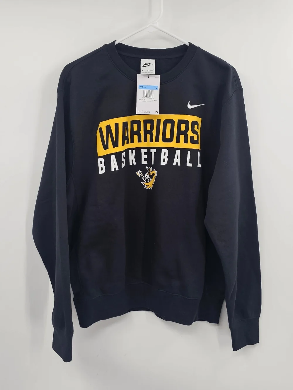 Nike Warriors Basketball Sweatshirt Black Yellow NWT Size Medium